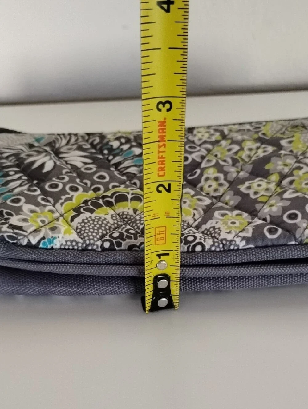 Studio C Floral Quilted Zip Pouch - Gray, Teal & Lime